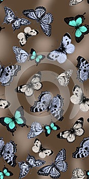 Seamless pattern with butterfly allover design with background