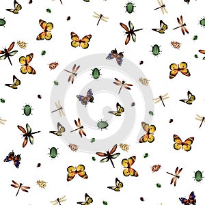 Seamless pattern with butterfly allover design withe background