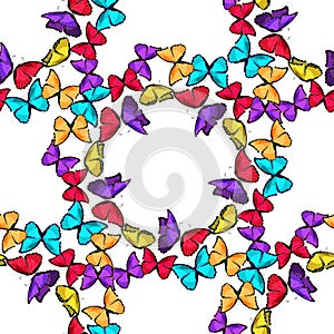 Seamless pattern the butterfly blue morpho monarch vector illust