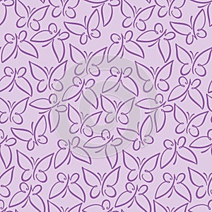 Seamless pattern with butterfly. Summer pink background with butterfly silhouettes