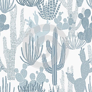 Seamless Pattern with Cacti . Wild West Surface Poster Design for All Fabrics and Prints. Abstract cacti vector artwork. photo