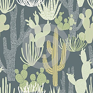 Seamless Pattern with Cacti . Wild West Surface Poster Design for All Fabrics and Prints. Abstract cacti vector artwork. photo