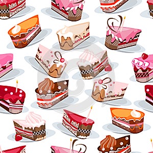 Seamless pattern with cake slices