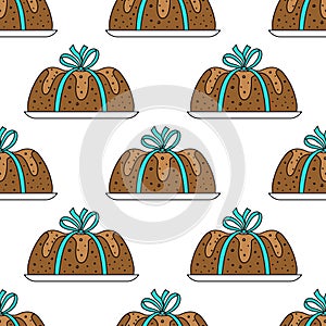 Seamless pattern cake in white background.