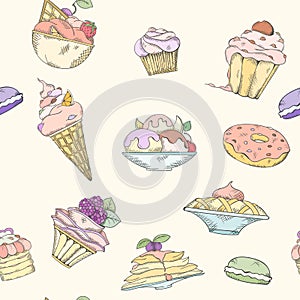 Seamless pattern of cakes