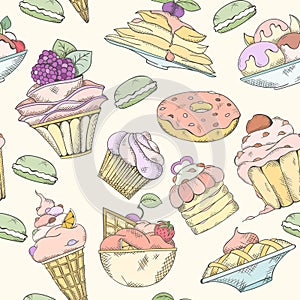 Seamless pattern of cakes