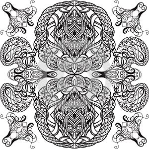 Seamless pattern with calligraphic decorative elements.Cover ornament for playing cards or book.