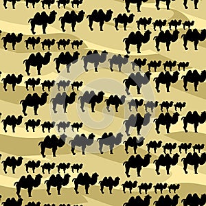 Seamless pattern Camel silhouette smiling a cartoon . Vector ill