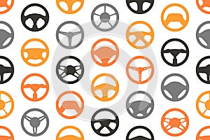 Seamless pattern with car steering wheels