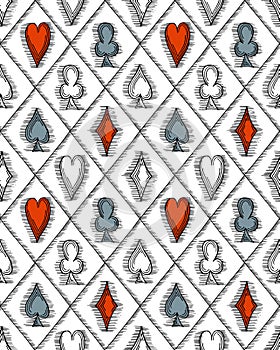 Seamless pattern with card suits