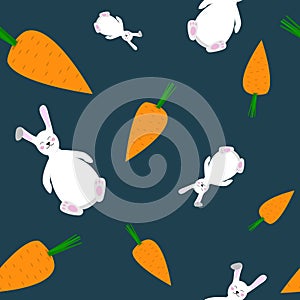 Seamless pattern of carrots and bunny vector illustration