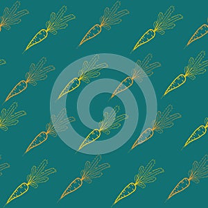 Seamless pattern with carrots on a green background
