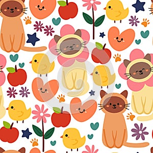 Seamless pattern cartoon animals and cute stuff for kids wallpaper, fabric print, gift wrapping paper.