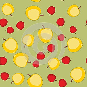 Seamless pattern with cartoon apples. Fruits repeating background. Endless print texture. Wallpaper 578