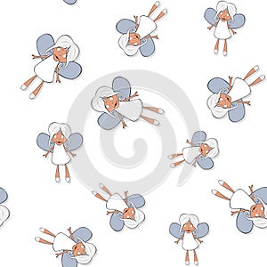 Seamless pattern with cartoon banshee