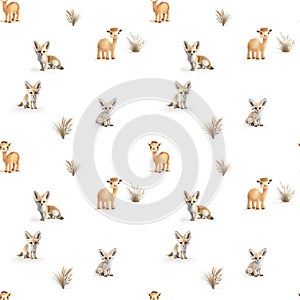 Seamless pattern cartoon camel,fox in desert design for print and backgrond