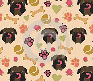 SEAMLESS PATTERN of cartoon dogs. friendly pets