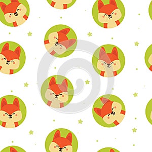 seamless pattern cartoon fox
