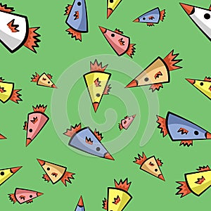 Seamless pattern with cartoon geometric birds