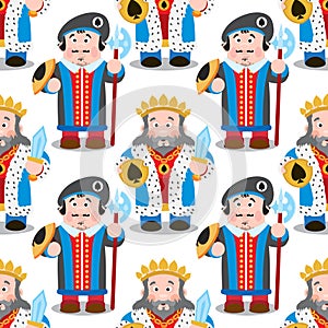 Seamless pattern with cartoon king and prince