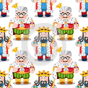 Seamless pattern with cartoon kings