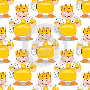 Seamless pattern with cartoon kings.