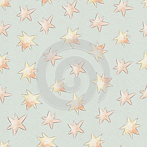 Seamless pattern cartoon multicolored stars. Digital printing