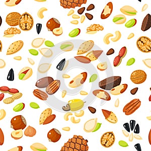 Seamless pattern with cartoon nuts