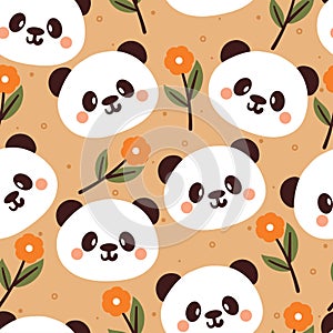 seamless pattern cartoon panda and flower