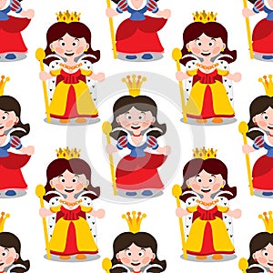 Seamless pattern with cartoon queens.
