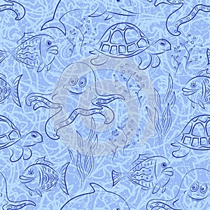 Sea Creatures Seamless