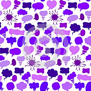 Seamless pattern with cartoon set of speach bubbles