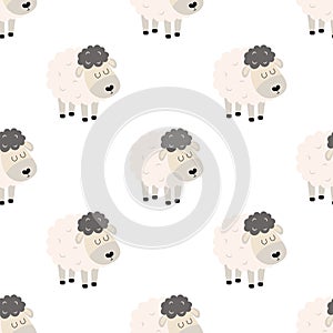 seamless pattern with cartoon sheep