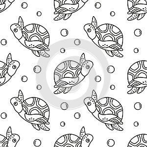 seamless pattern with cartoon turtle