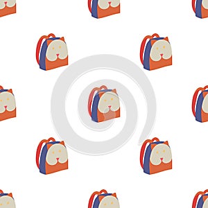 Seamless pattern with cat backpack