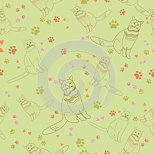 Seamless pattern with cat for wallpaper, scrapbook and other design.