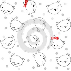 Seamless pattern with cats face.