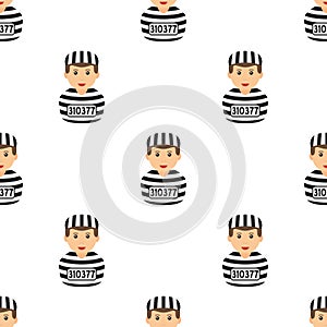 Convict Man Avatar Icon Seamless Pattern