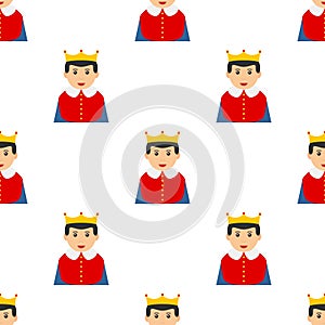 Little King Avatar Flat Icon Seamless Pattern