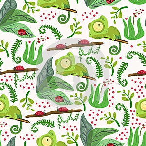 Seamless pattern with chameleon.