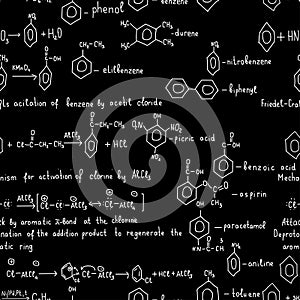 Seamless pattern with chemical formulas