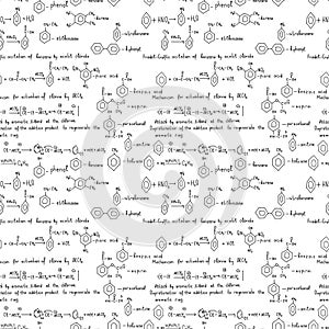 Seamless pattern with chemical formulas