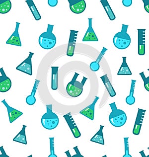 Seamless Pattern of Chemical Tubes and Flasks