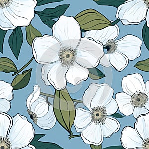 Seamless pattern with cherokee roses