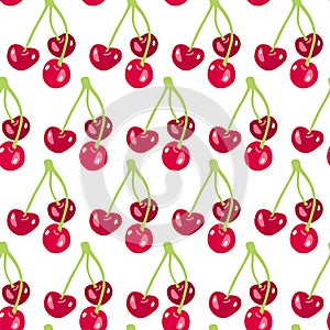 Seamless pattern with cherry berries