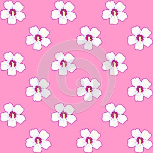 Seamless pattern. Cherry blossom. Pattern with pink flowers. Ornament with oriental motifs. Vector.