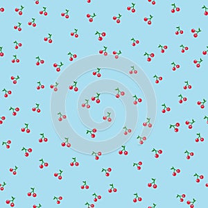 Seamless pattern cherry with leaf on blur pastel background