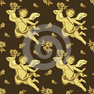 Seamless pattern with cherubs