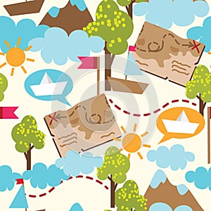 Seamless pattern for childish adventure