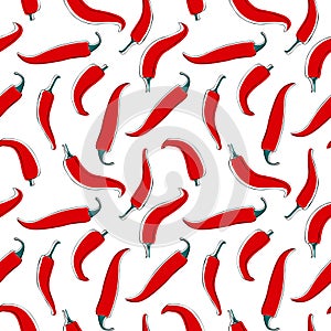 Seamless pattern with chilli pepper.